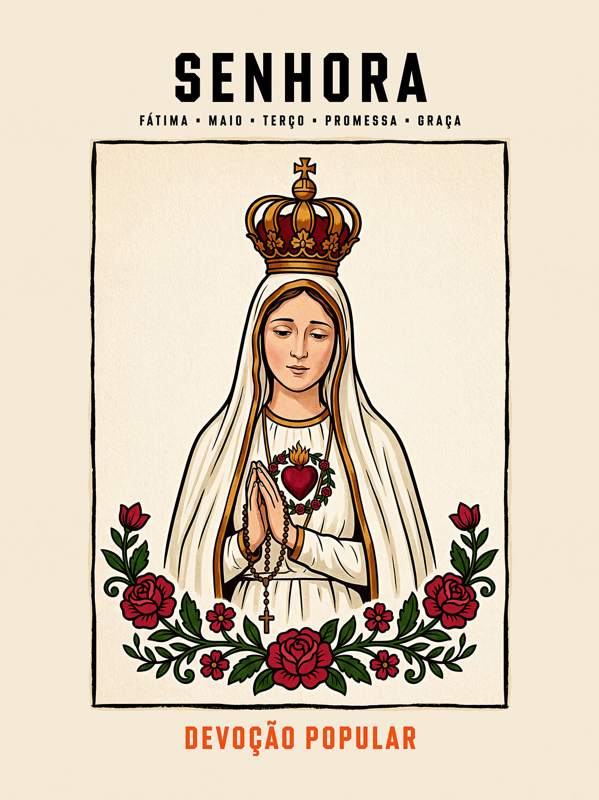 Poster illustration Senhora de Fátima dévotion populaire portugaise TifoArt