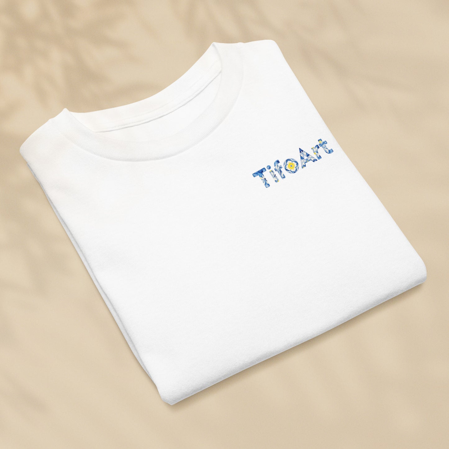 T-shirt enfant Azulejos blanc plié, motif carreaux portugais TifoArt