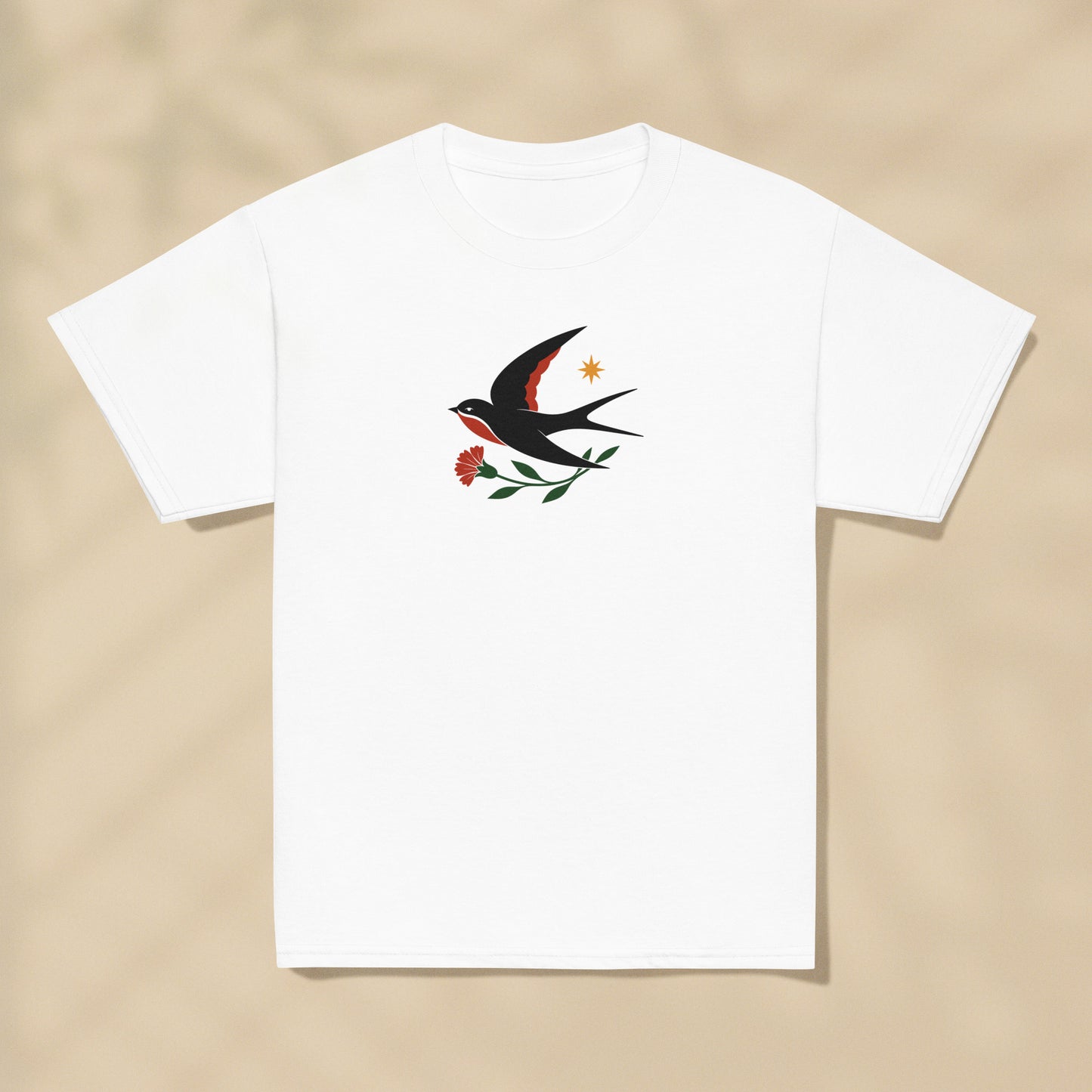 T-shirt enfant Hirondelle folk Portugal imprimé sur la poitrine, série Folklore Portugais TifoArt