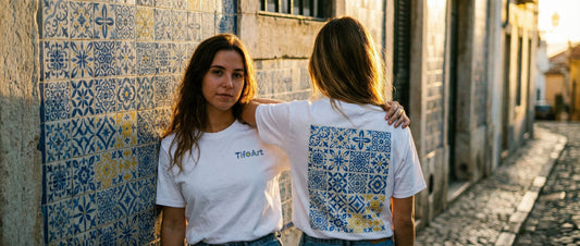 T-shirt Azulejos Portugal blanc recto verso - vêtement culture portugaise - TifoArt