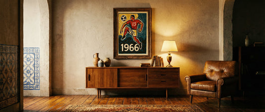 Affiche Eusébio 1966 Portugal Coupe du Monde illustration vintage - culture portugaise - TifoArt
