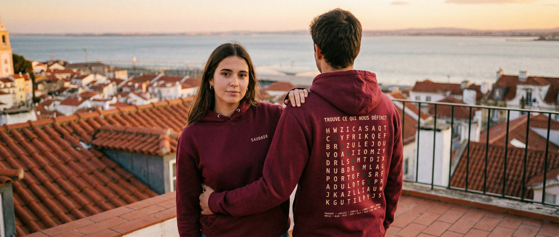Hoodie Saudade bordeaux mots cachés culture portugaise - vêtement culture portugaise - TifoArt