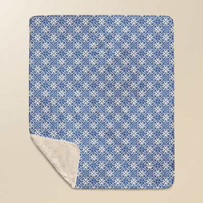 Motif Azulejo 01 à plat, carreaux portugais bleus, coin relevé