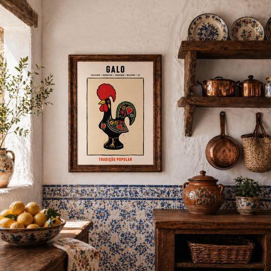 Poster Galo de Barcelos encadré décoration murale intérieur portugaise TifoArt