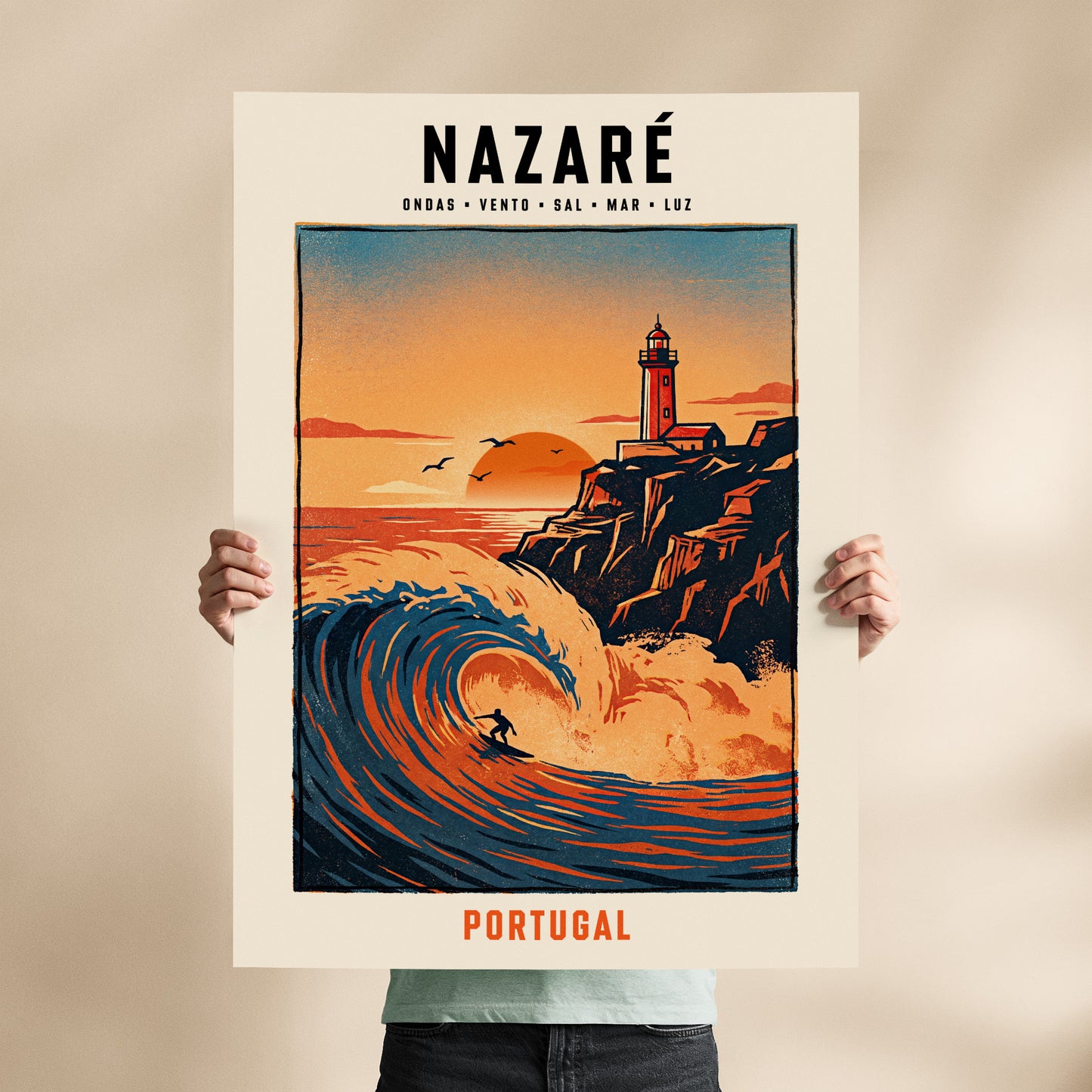 Poster Nazaré Onda Gigante format 70x100 cm affiche portugaise TifoArt