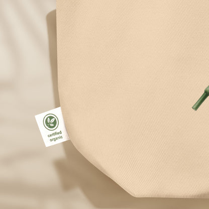 Détail tissu coton biologique certifié GOTS du sac tote Abril, série Œillets 25 avril Portugal TifoArt