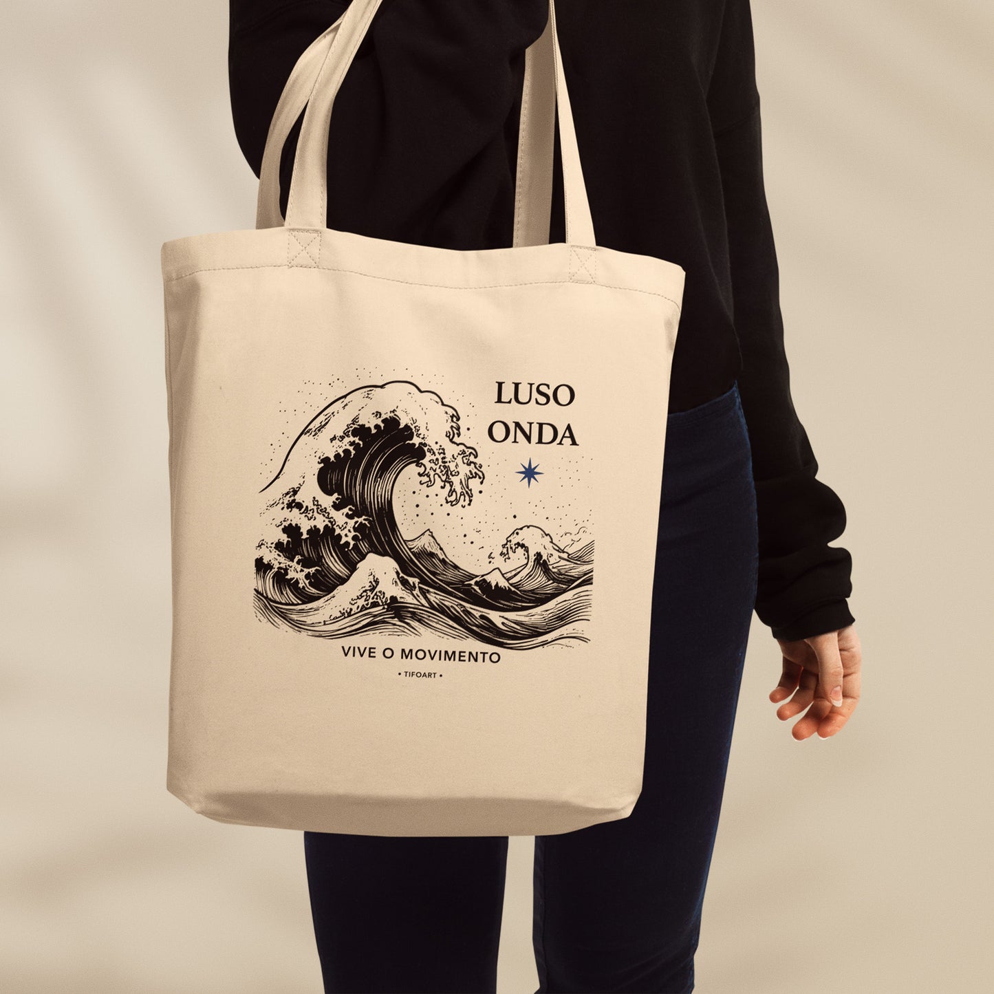 Sac Luso Onda porté Portugal coton bio diaspora océan Atlantique TifoArt