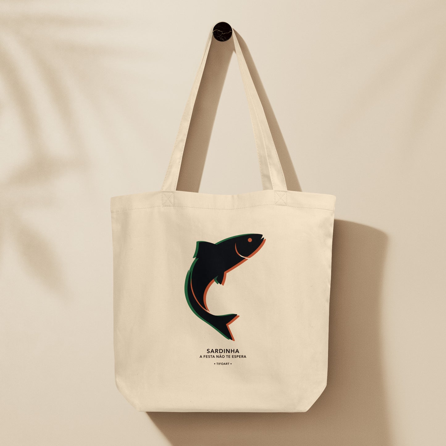 Sac tote Sardinha sardine Festas Populares Portugal coton biologique fond crème oyster