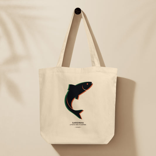 Sac tote Sardinha sardine Festas Populares Portugal coton biologique fond crème oyster