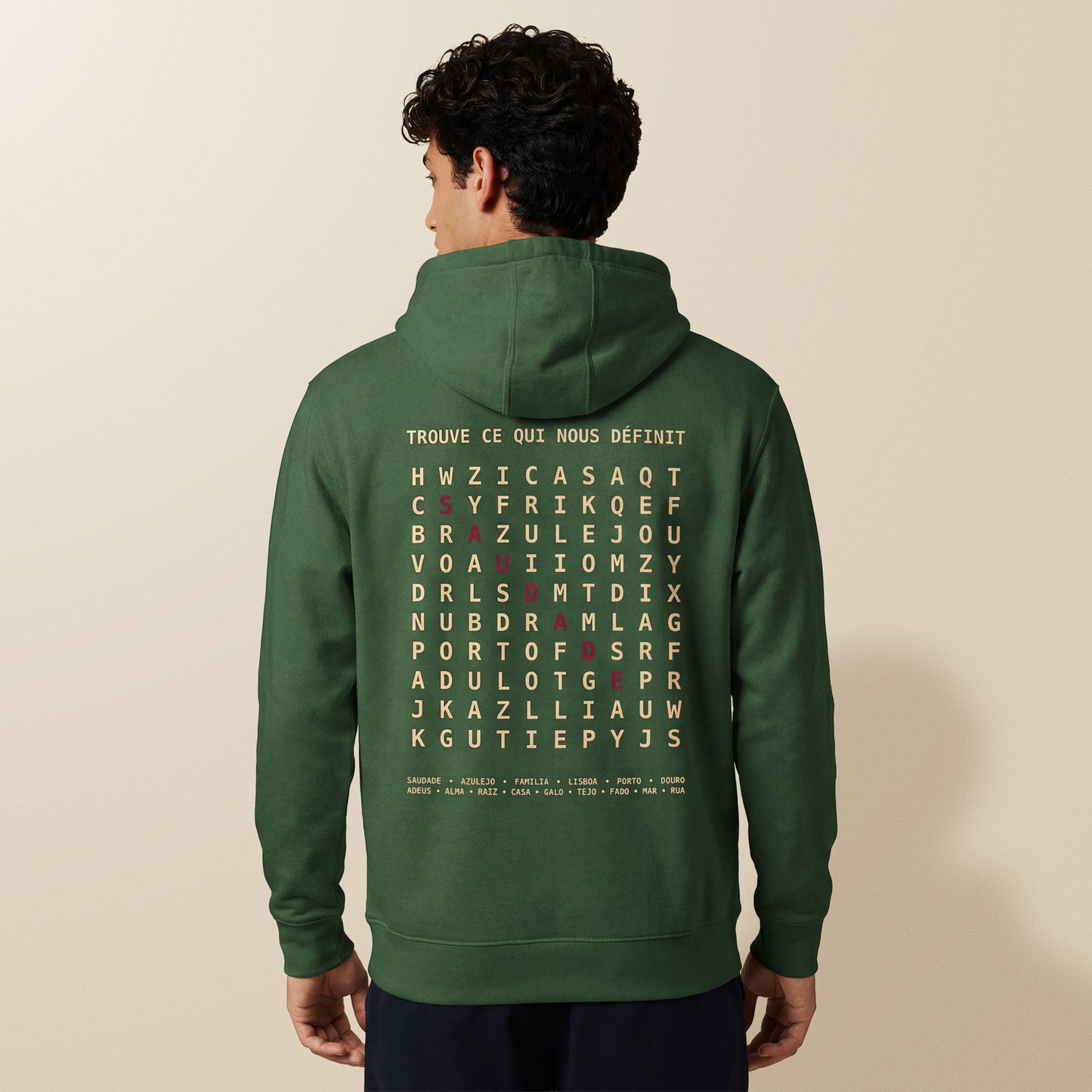 sweat capuche saudade bordeaux hoodie culture portugaise design graphique portugal tifoart
