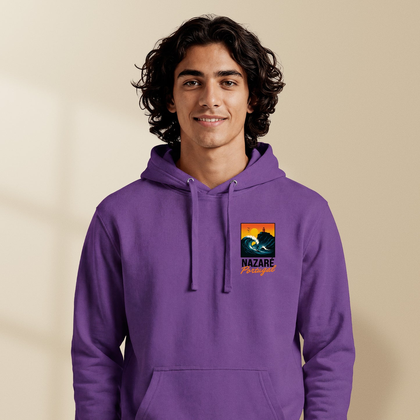 sweat capuche nazare portugal illustration vague surf dos et poitrine