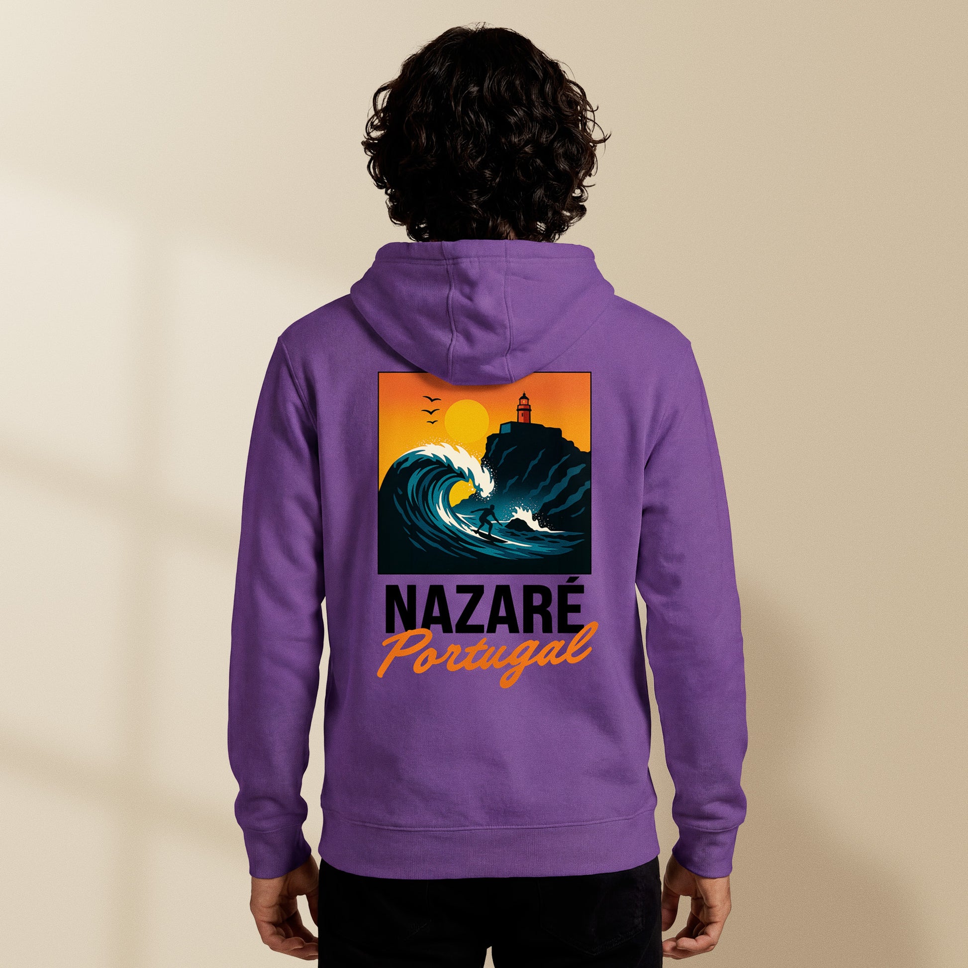 sweat capuche nazare portugal illustration vague surf dos et poitrine