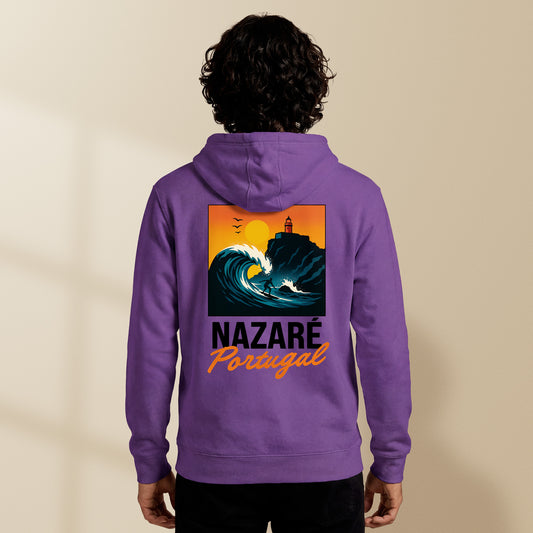 sweat capuche nazare portugal illustration vague surf dos et poitrine
