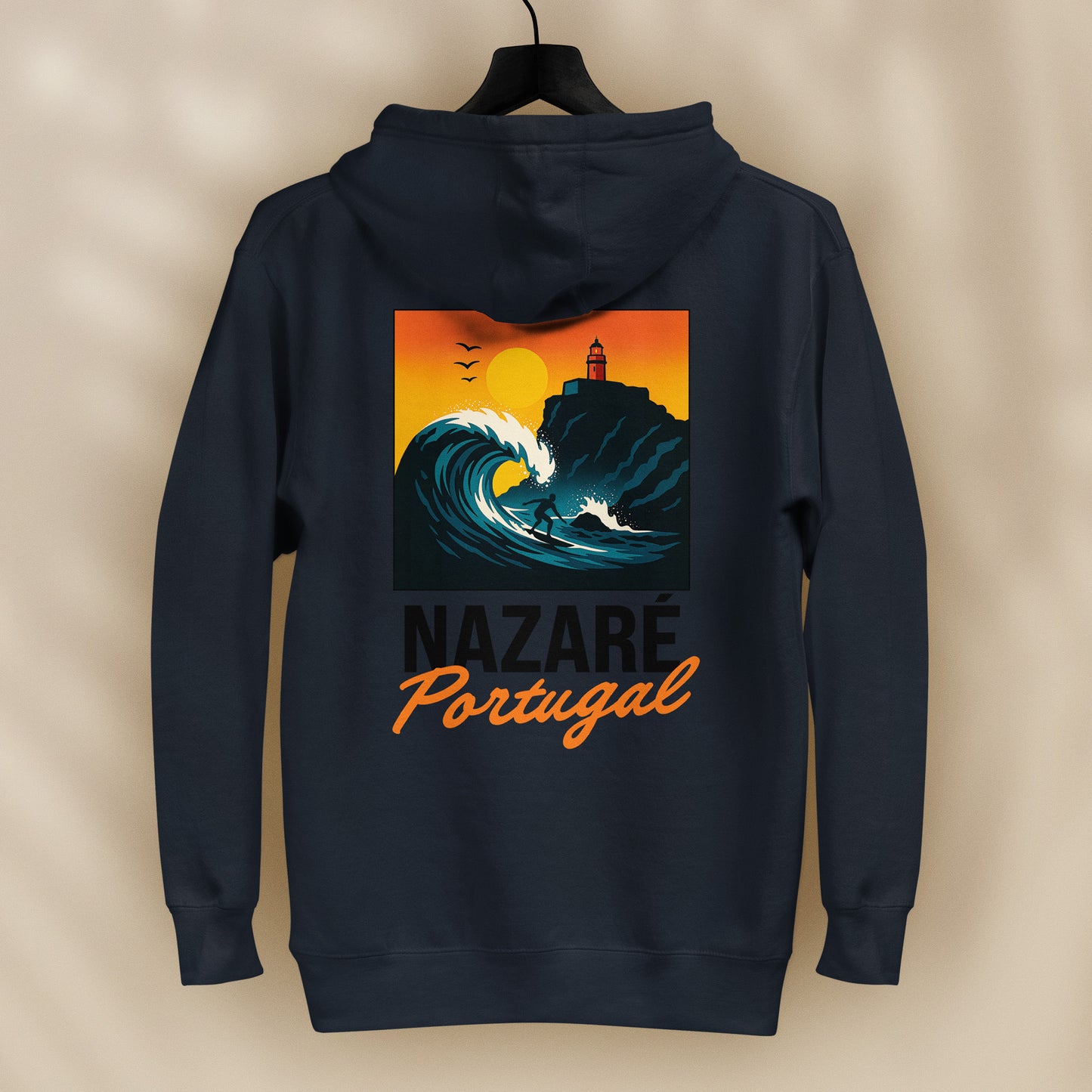 sweat capuche nazare portugal illustration vague surf dos et poitrine
