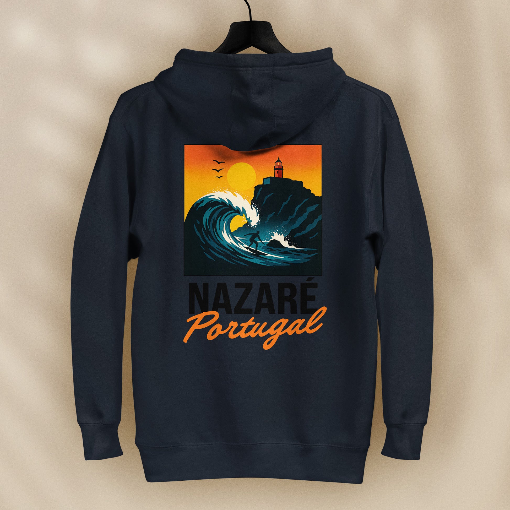 sweat capuche nazare portugal illustration vague surf dos et poitrine