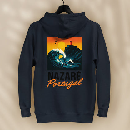 sweat capuche nazare portugal illustration vague surf dos et poitrine