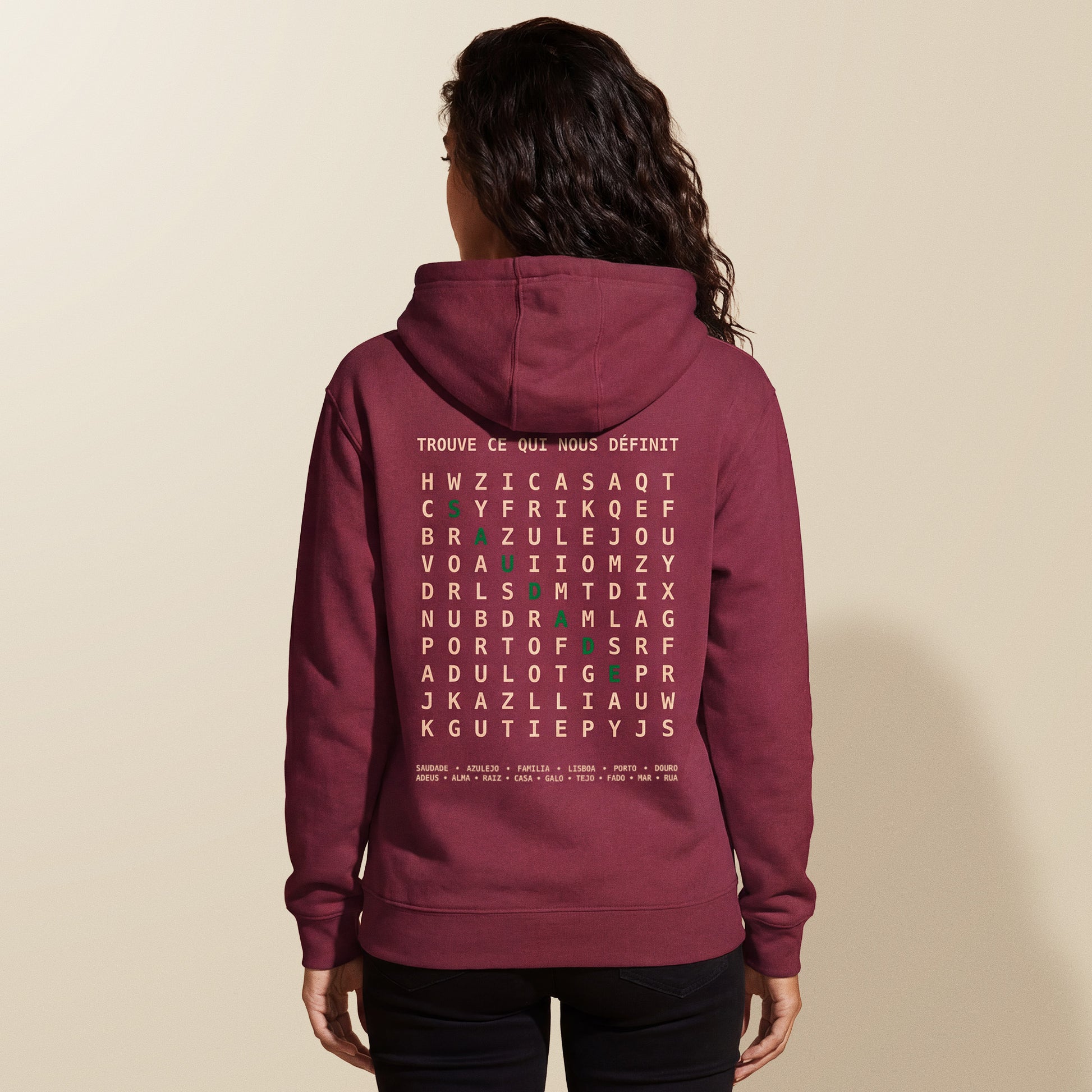 sweat capuche saudade vert hoodie culture portugaise design graphique portugal tifoart