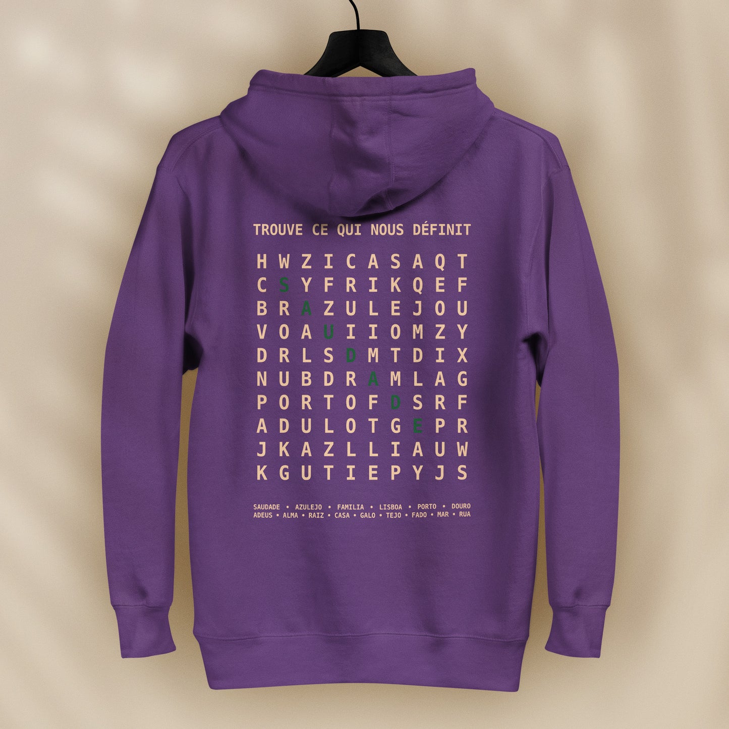 sweat capuche saudade vert hoodie culture portugaise design graphique portugal tifoart