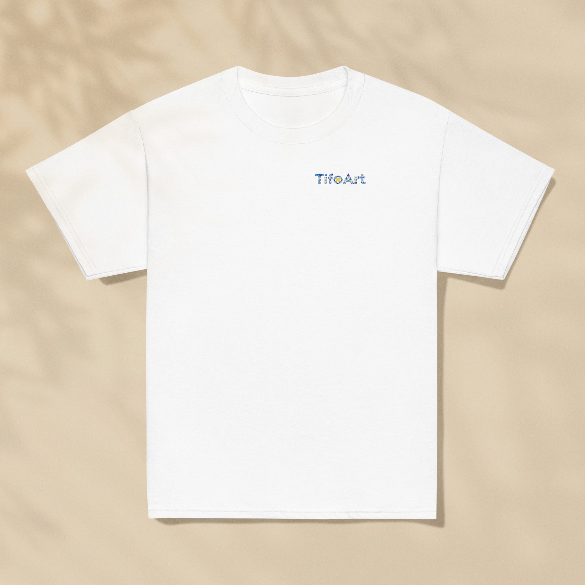 T-shirt enfant Azulejos blanc vu de face, coton lourd 100 % américain TifoArt