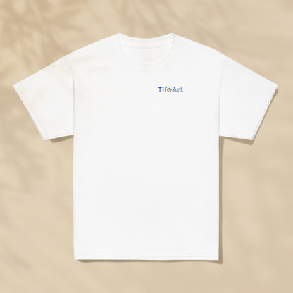 T-shirt enfant Azulejos blanc vu de face, coton lourd 100 % américain TifoArt