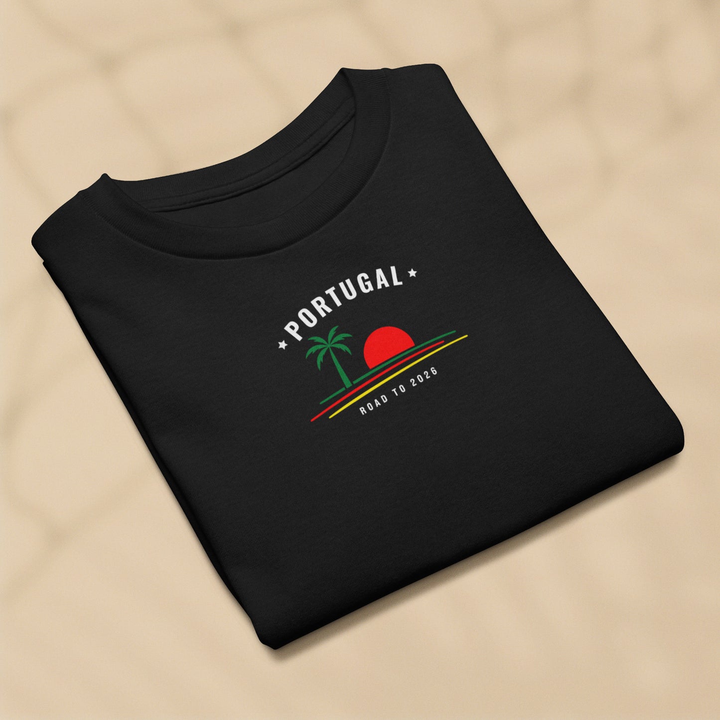 T-shirt enfant noir Portugal Nations 2026 plié, TifoArt