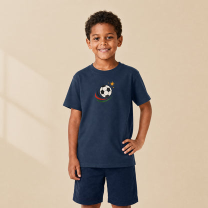 T-shirt enfant Navy Le Ballon porté par un enfant, série Petits Champions TifoArt