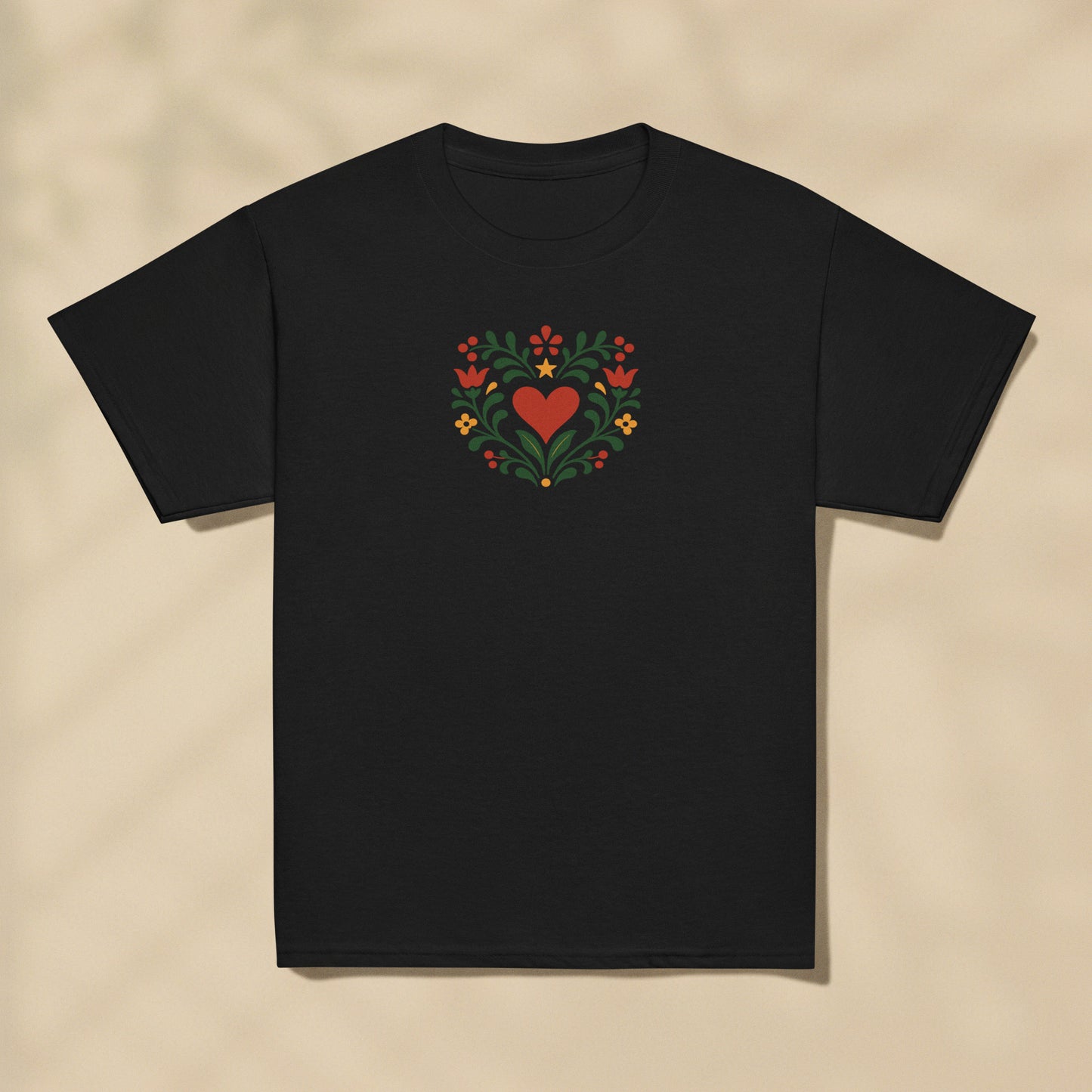 T-shirt enfant Cœur floral Portugal imprimé sur la poitrine, série Folklore Portugais TifoArt