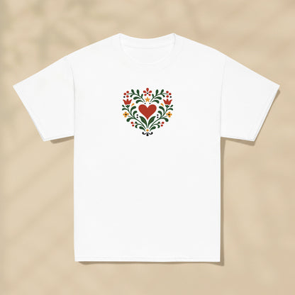 T-shirt enfant Cœur floral Portugal imprimé sur la poitrine, série Folklore Portugais TifoArt