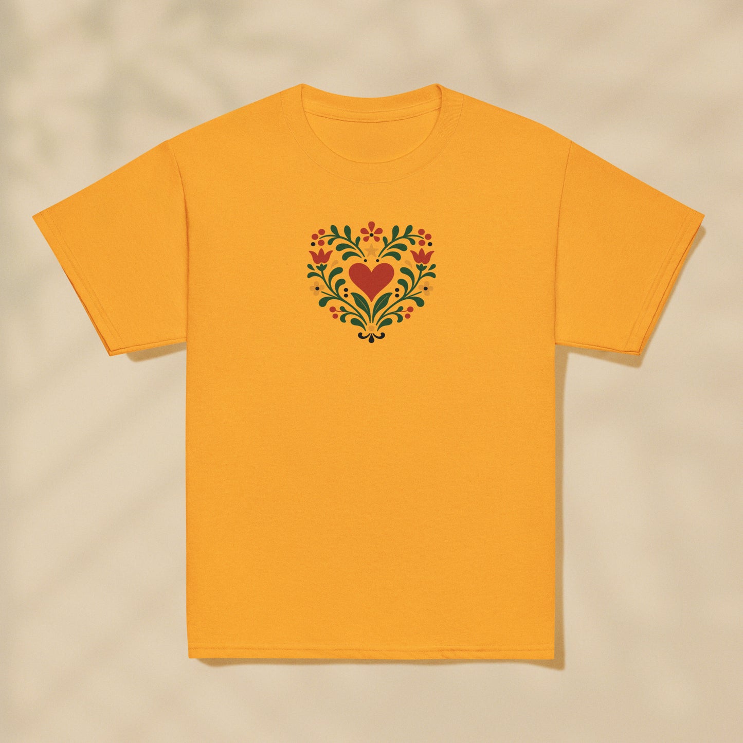 T-shirt enfant Cœur floral Portugal imprimé sur la poitrine, série Folklore Portugais TifoArt