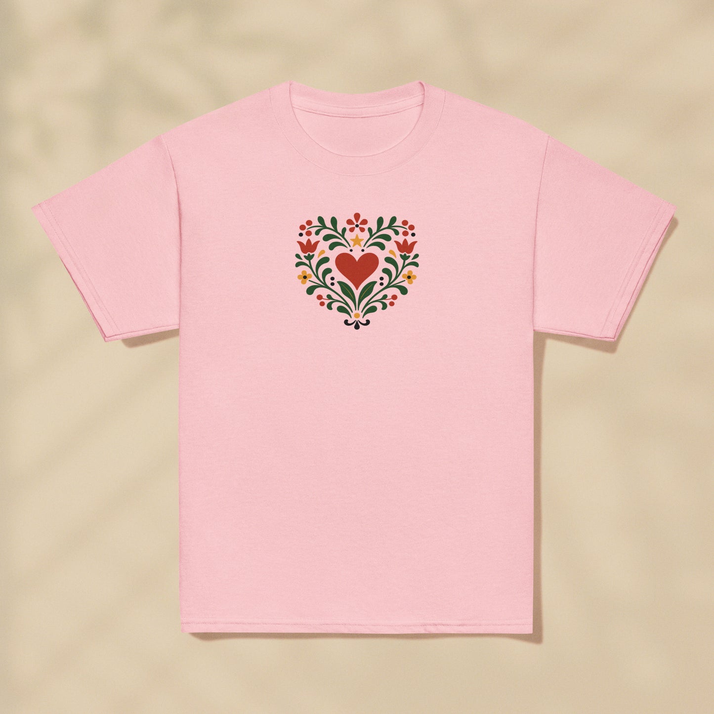 T-shirt enfant Cœur floral Portugal imprimé sur la poitrine, série Folklore Portugais TifoArt