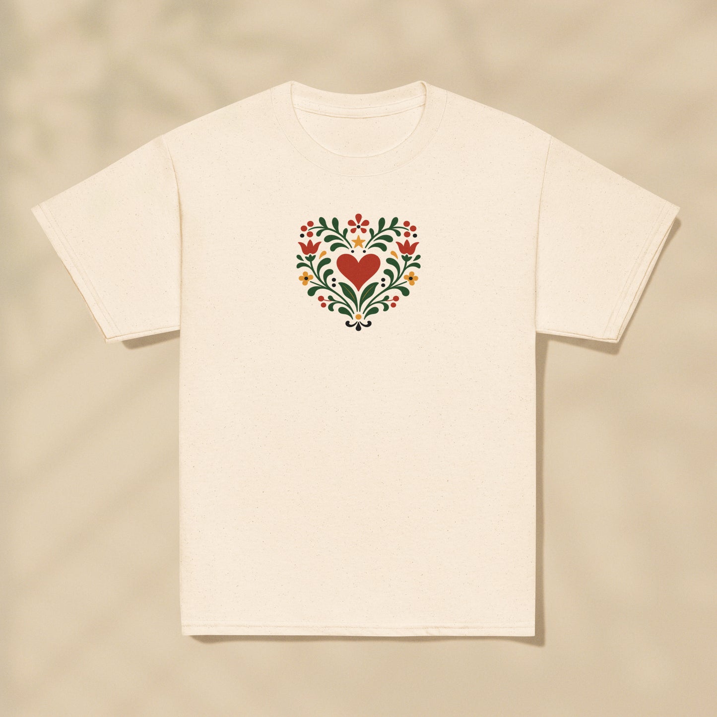 T-shirt enfant Cœur floral Portugal imprimé sur la poitrine, série Folklore Portugais TifoArt