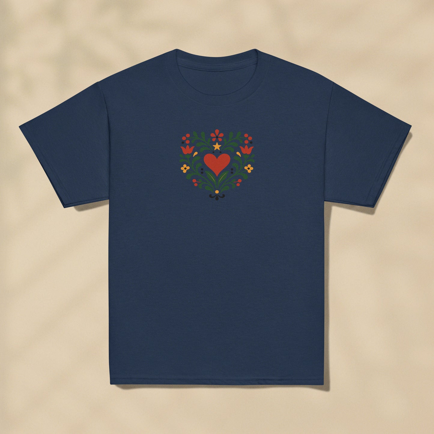 T-shirt enfant Cœur floral Portugal imprimé sur la poitrine, série Folklore Portugais TifoArt