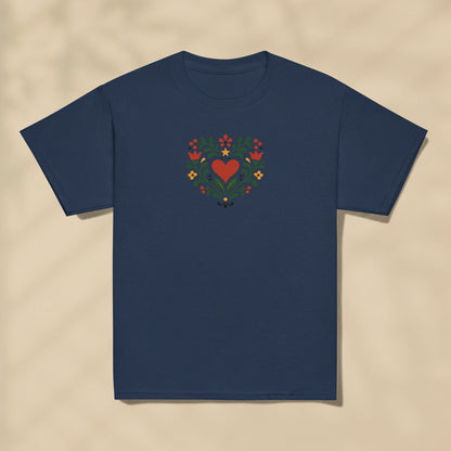 T-shirt enfant Cœur floral Portugal imprimé sur la poitrine, série Folklore Portugais TifoArt