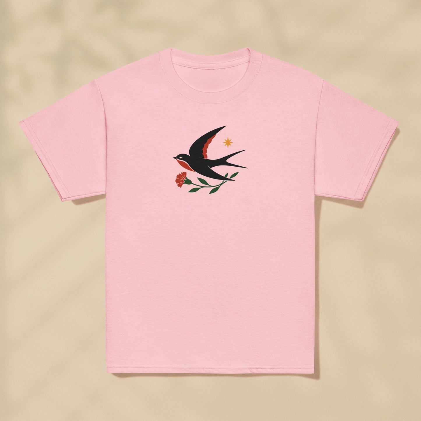 T-shirt enfant Hirondelle folk Portugal imprimé sur la poitrine, série Folklore Portugais TifoArt