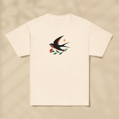 T-shirt enfant Hirondelle folk Portugal imprimé sur la poitrine, série Folklore Portugais TifoArt