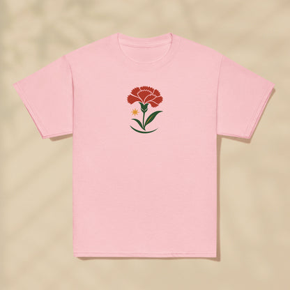 T-shirt enfant Œillet Fleur Portugal imprimé sur la poitrine, série Folklore Portugais TifoArt