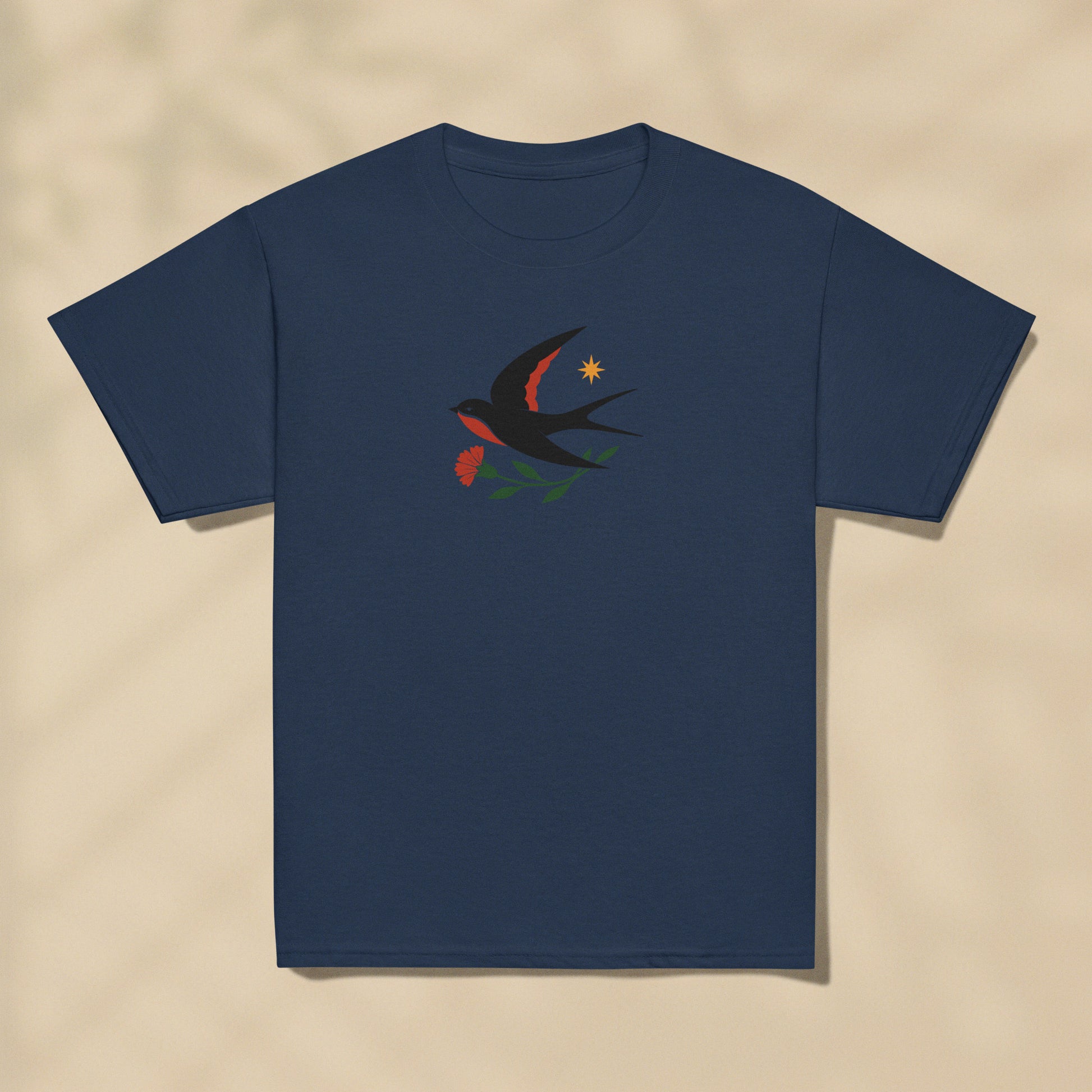 T-shirt enfant Hirondelle folk Portugal imprimé sur la poitrine, série Folklore Portugais TifoArt