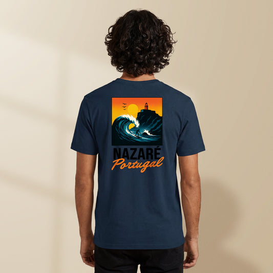 t shirt nazare portugal illustration vague surf dos et poitrine