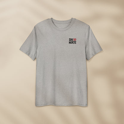 T-shirt Sou do Norte Gris Chiné à plat, motif noir et burgundy sur la poitrine, TifoArt