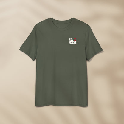 T-shirt Sou do Norte Kaki à plat, motif blanc et burgundy sur la poitrine, TifoArt