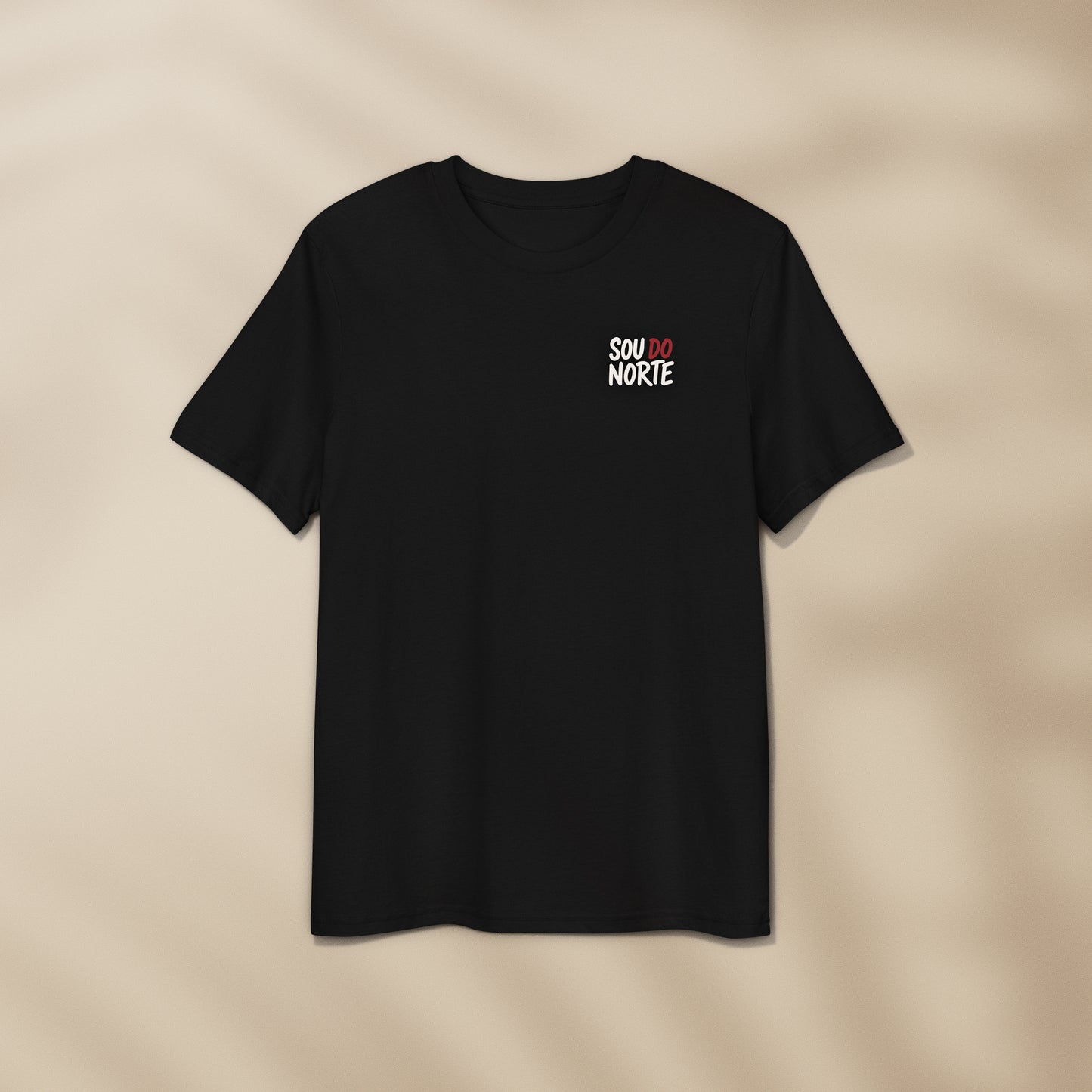T-shirt Sou do Norte Noir à plat, motif blanc et burgundy sur la poitrine, TifoArt