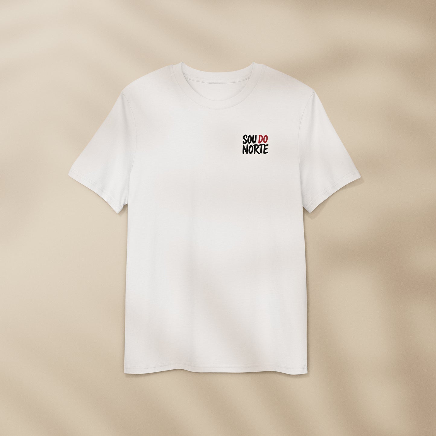 T-shirt Sou do Norte Blanc à plat, motif noir et burgundy sur la poitrine, TifoArt